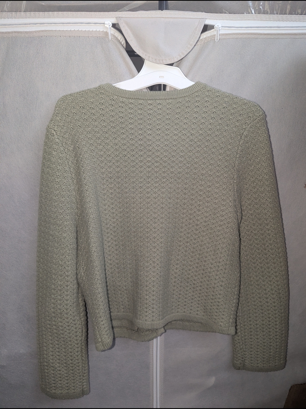 Abercrombie And Fitch Textured Crew Cardigan Sweater Jacket In Sage - Picture 4 of 5